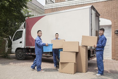 Office removals planning in Denmarkhill with moving boxes and workspace items