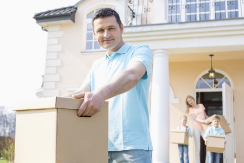 Home relocation preparation with labelled boxes in Denmarkhill