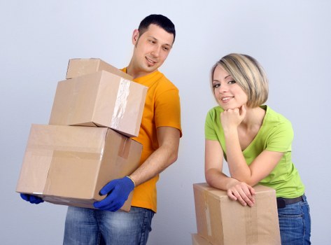 Packed boxes and furniture ready for household storage in Denmarkhill